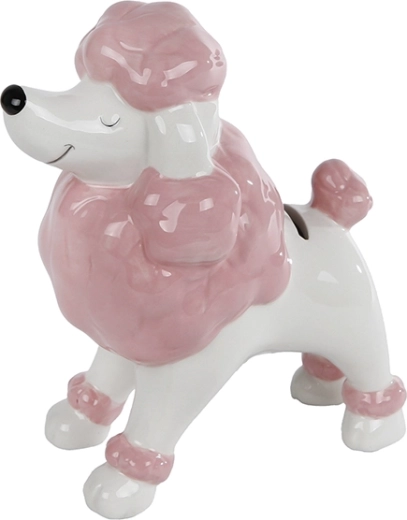 Porcelánová pokladnička pudlík ružovo‑biela
