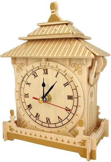 Woodcraft drevené 3D puzzle hodiny s funkčným strojčekom