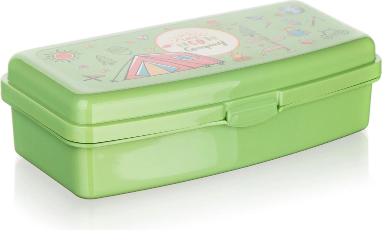 Svačinový box Camping, zelený, 20 × 9,5 × 5,5 cm
