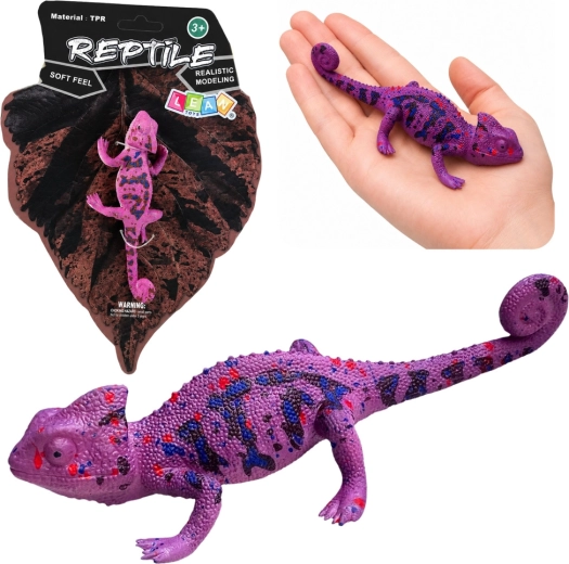 Gumová figúrka chameleóna z TPR, fialová 14 cm