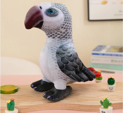 Plyšový papagáj sivý 20 cm
