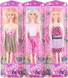 Bábika v farebných šatách 28 cm