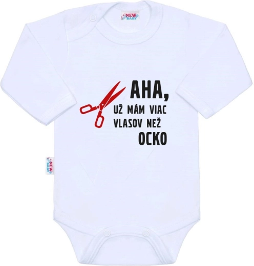 Dojčenské body s potlačou New Baby Viac vlasov než otec, 86 (12–18 mesiacov)
