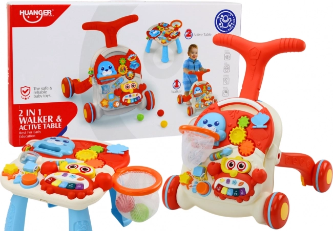 Interaktívny vzdelávací stolík 2v1 Pusher Red