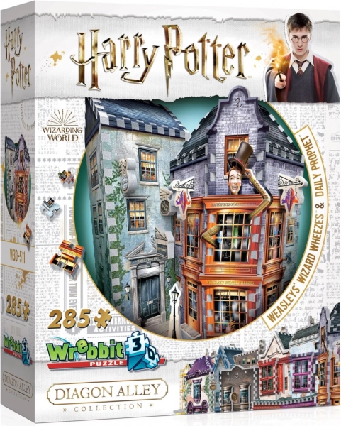 3D puzzle HARRY POTTER: Weasleyovské čarodejnícke žarty a Denný prorok (285 dielikov) – WREBBIT
