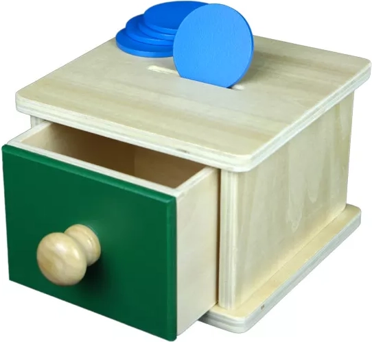 Montessori dojčenská vhadzovacia krabička so zásuvkou - 1 kus