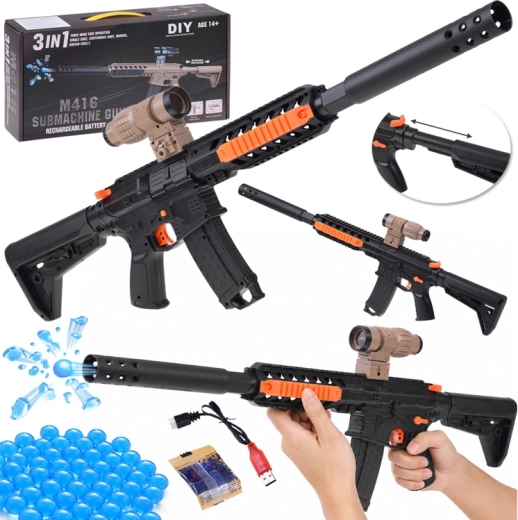 Gel blaster M416 na gélové guličky 3v1 s akumulátorom (DIY) - 1 kus