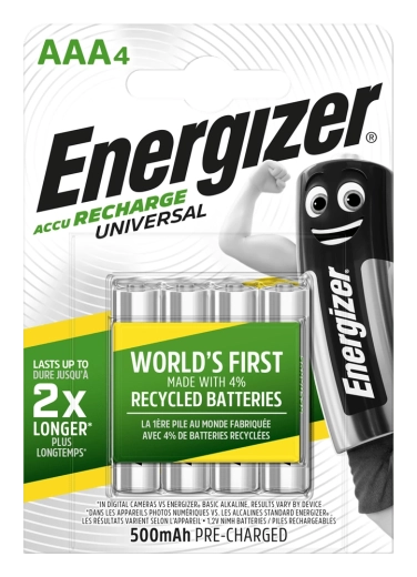 Energizer nabíjacie batérie AAA 500 mAh, 4 ks