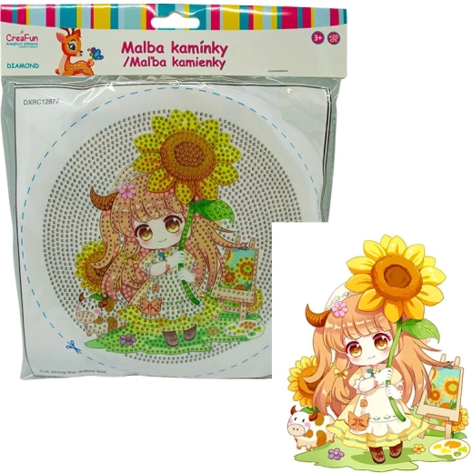 Diamantové maľovanie s rámom – bábika a slnečnica 20 cm