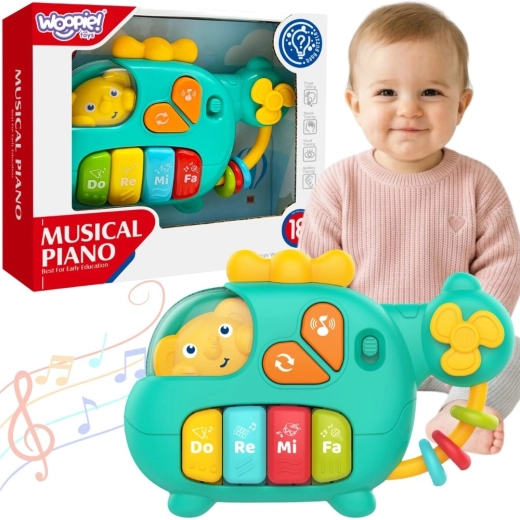 Woopie Baby interaktívne piano – vrtuľník so slonom