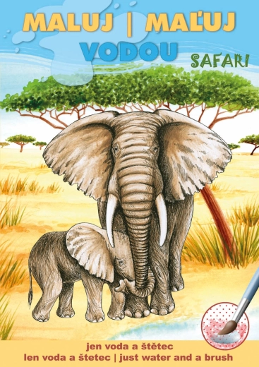 AKIM Maľovanie vodou podľa farebných bodiek Safari zvieratká A5