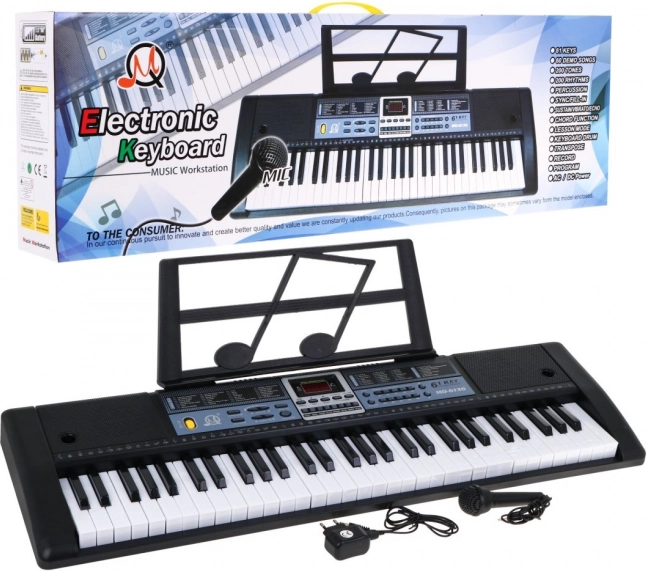 Detský klávesový nástroj so 61 klávesami s módnymi funkciami na výučbu a mikrofónom