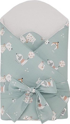 EKO zavinovačka bavlnená s vyberateľnou kokosovou vložkou a mašľou Dogs Mint 75 × 75 cm