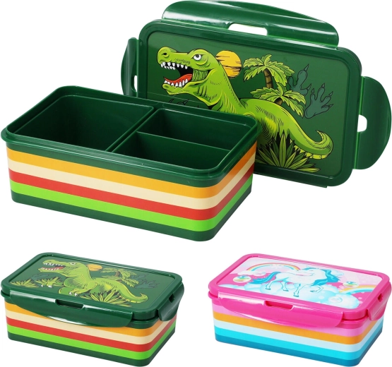 Delený desiatový box s klik uzáverom, silikónovým tesnením, 21 × 14 cm