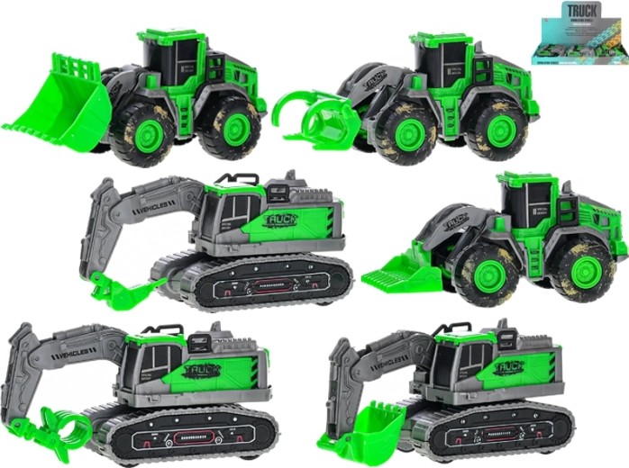 Zelené stavebné vozidlá so zotrvačníkom 11,5 cm