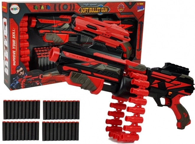 Veľká puška na penové náboje červeno-čierna