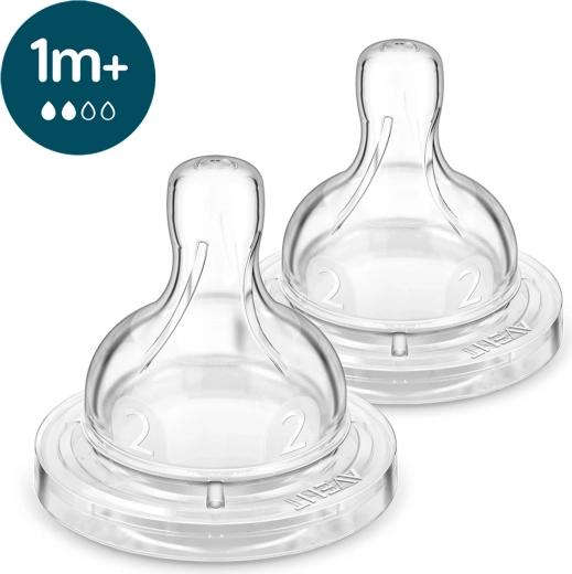 Philips Avent cumlík na fľašu Anti-colic, pomalý prietok, 1m+, 2 ks