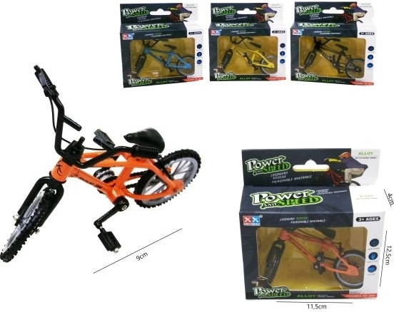 Mini kovový prstový bicykel 9 cm so 4 kolieskami