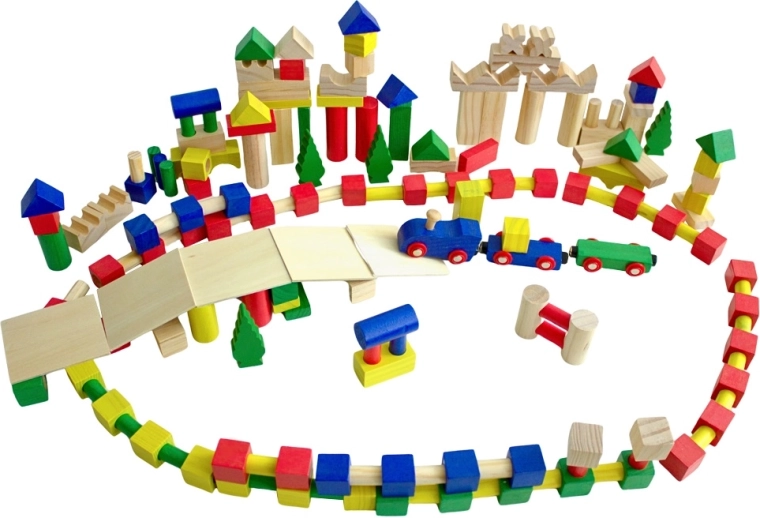 farebné drevené kocky 500 ks