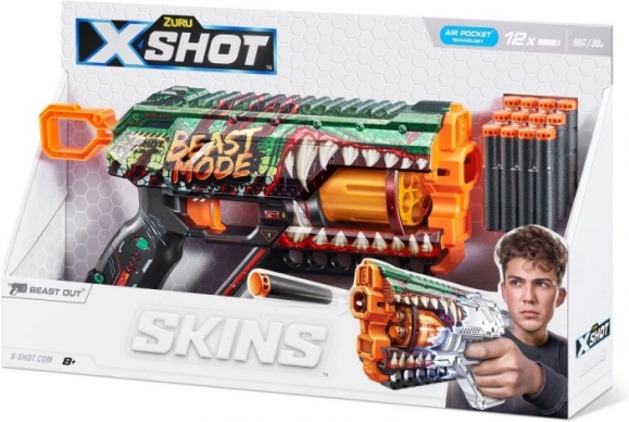 X-Shot Skins Griefer Beast Mode – pištoľ na penové šípky, 12 šípok