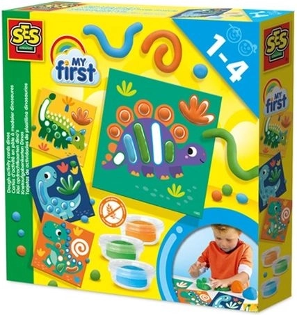 SES Creative My First plastelína s kartami aktivít dinosaury