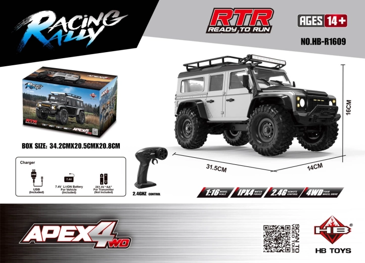 Terénne RC auto APEX 4 RTR 1:16 strieborné