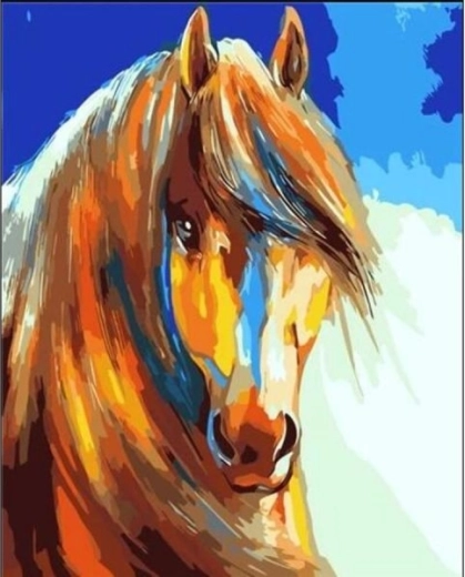 Obraz na maľovanie podľa čísel na ráme 40 × 50 cm – kôň vo farbe