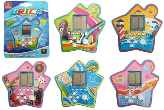 Vrecková elektronická hra Tetris v tvare hviezdy – modrá