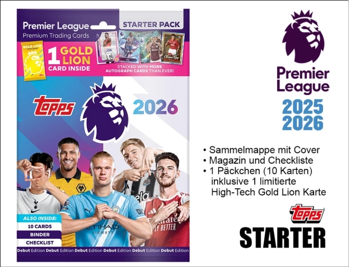 Topps Premier League zberateľské karty 2025/2026 štartovacia sada