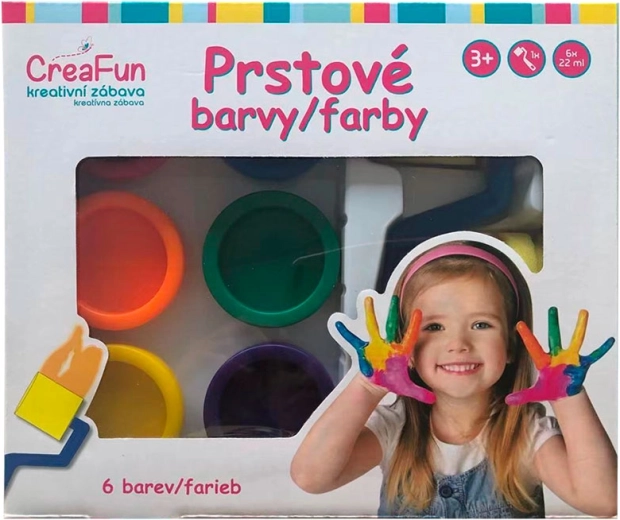 CreaFun prstové farby – sada 6 × 132 ml