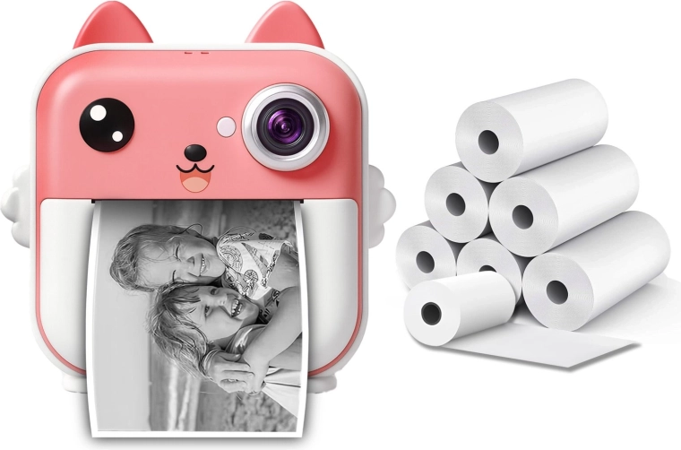 Instantný fotoaparát RENEW FORCE ružový s termotlačou 48 Mpx + 6 roliek papiera