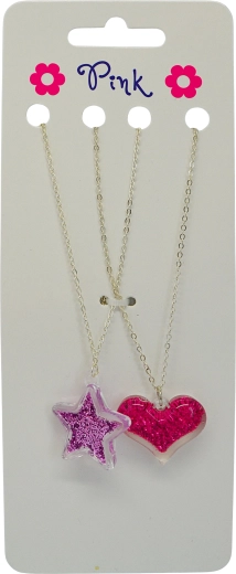 Náhrdelníky s príveskami srdce a hviezda, sada 2 ks