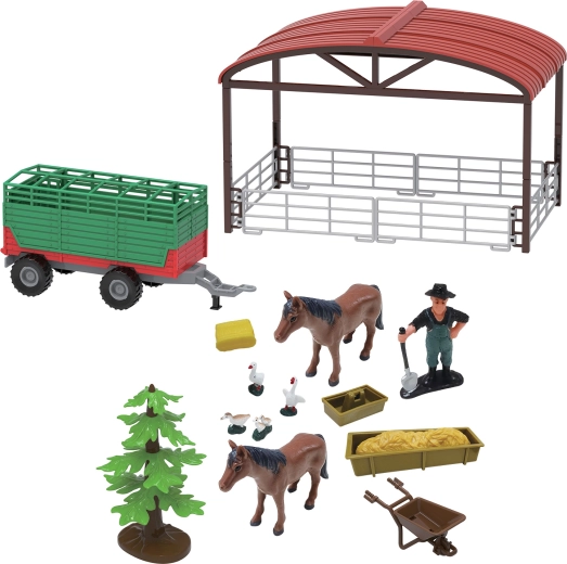 Herný set farma s traktorom a vlečkou so svetlami a zvukmi, 16 ks