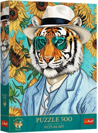 Prémiové puzzle Trefl Premium Plus Pets as Art: Pán Tiger a Slnečnice 500 dielikov