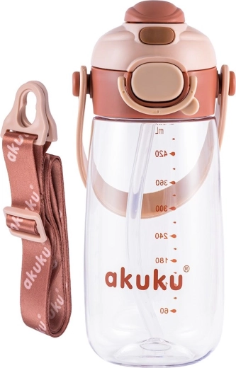 Školská fľaša so slamkou Akuku 480 ml mocha