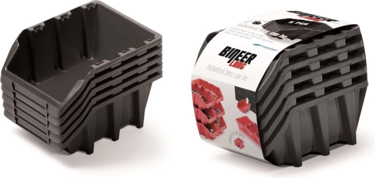 Sada úložných boxov Bineer Long, 5 ks, 198×118×155 mm, čierna