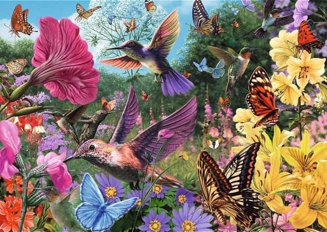Trefl Puzzle Premium Plus Tea Time – záhrada kolibríkov, 1000 dielikov