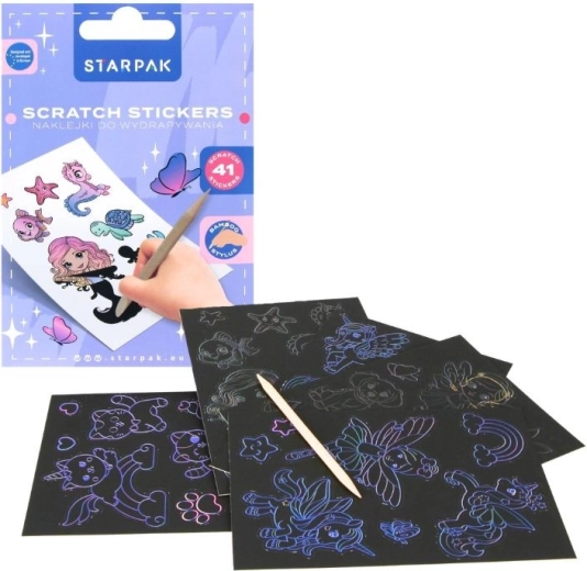 Vyškrabávacie samolepky fantasy 41 ks