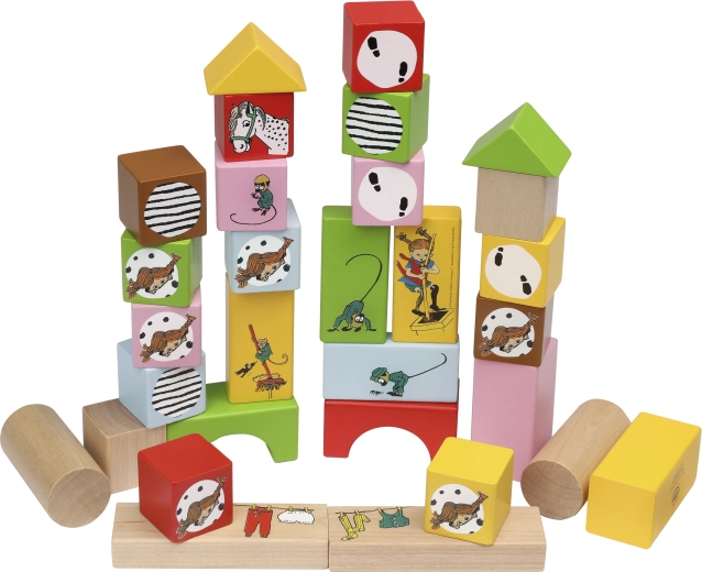 Drevené kocky Pippi Dlhá pančucha – sada 30 ks