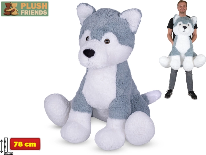 Plyšový pes husky 78 cm sediaci – Plush Friends
