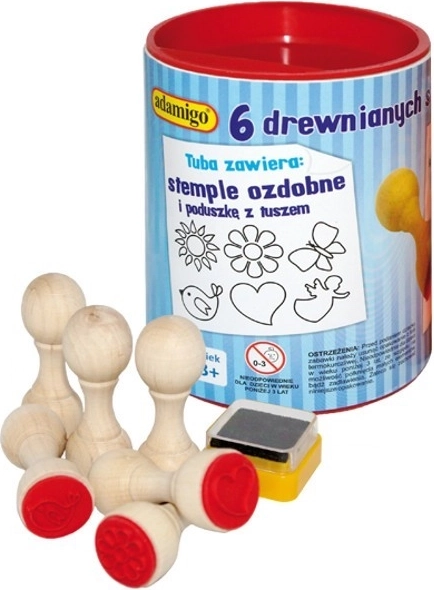 Sada drevených ozdobných pečiatok 6 ks s atramentovým vankúšikom