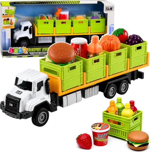 Transportný kamión s prívesom a potravinami 1:55 zelený