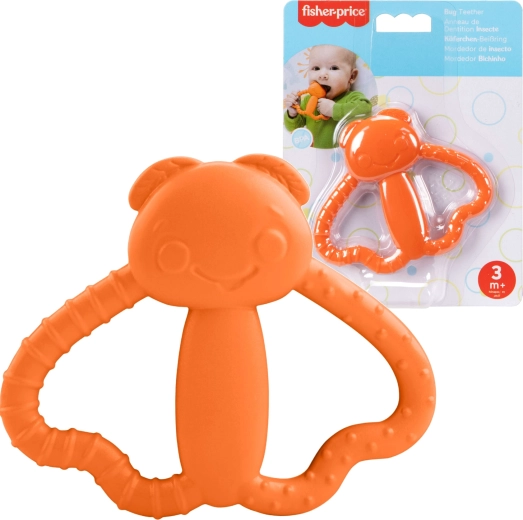 Hryzadlo pre bábätká oranžová moľa FISHER‑PRICE, mäkké a textúrované