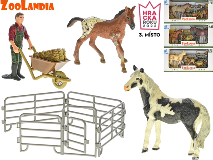 Zoolandia kôň so žriebäťom a farmárskymi doplnkami