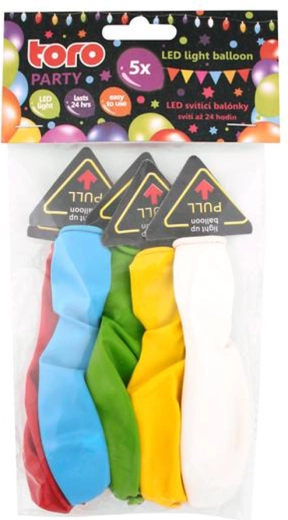 Svietiace LED balóniky TORO, sada 5 ks