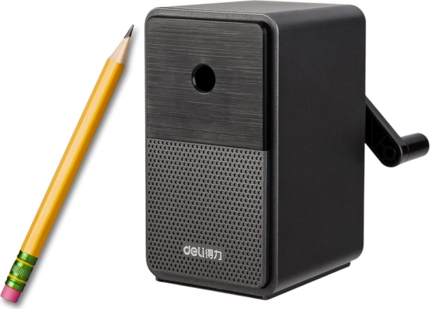 Ručné strúhadlo s kľučkou s nádobkou a reguláciou ostria – čierne