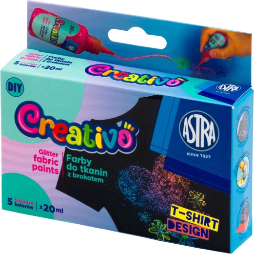 Trblietavé farby na textil 5×20 ml ASTRA CREATIVO
