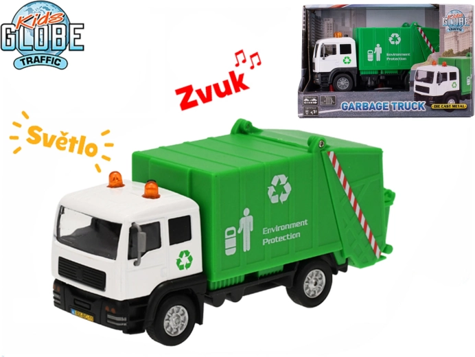 Kids Globe Traffic smetiarske auto 15 cm so spätným chodom, svetlom a zvukom