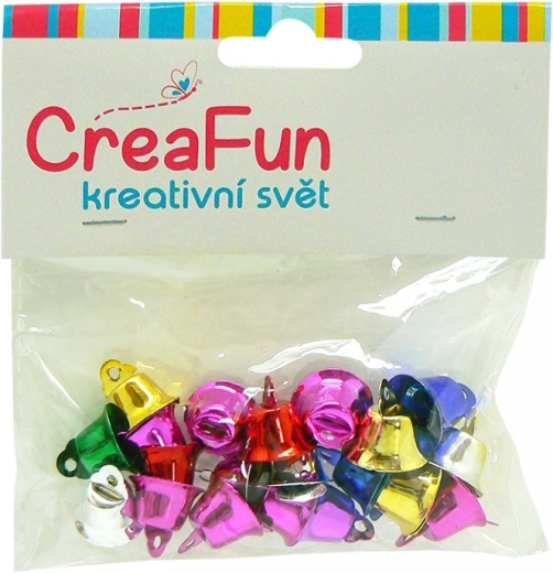 Farebné kovové zvončeky 14,5 mm – sada 20 ks