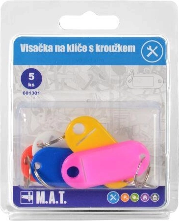 Visačky na kľúče s krúžkom, mix farieb (5 ks)